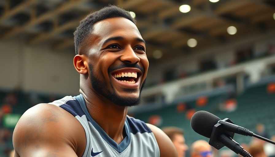 Energetic athlete embodying 'being the best you' at a press conference.