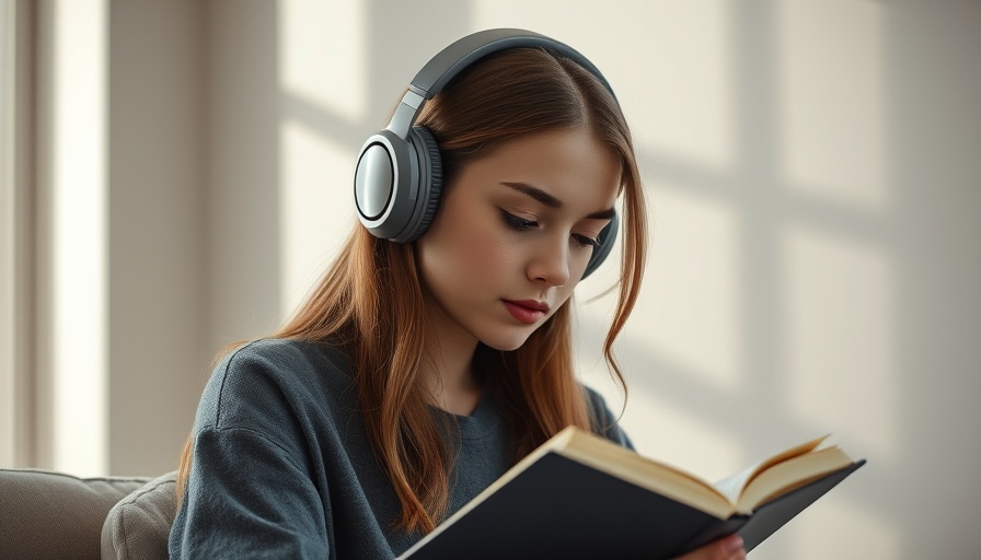 Young woman with headphones writing, illustrating emotional responses to music influence memory.
