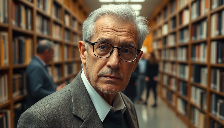 Thoughtful older man in a library backdrop, reflecting on Jerry Adler's impact on US news and entertainment.