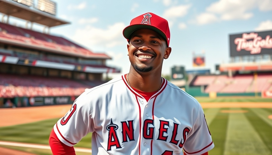 Angels player smiling on baseball field