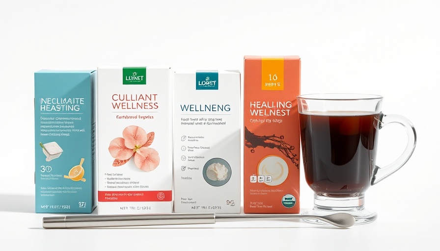 Sophisticated health and wellness products arrangement with sleek stirring rod.