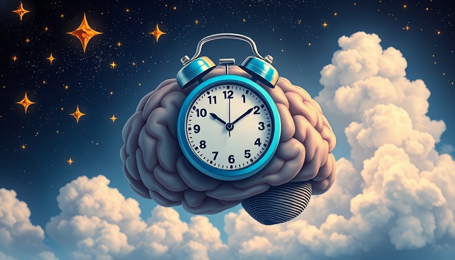 Surreal brain and alarm clock, representing night-to-day brain function.