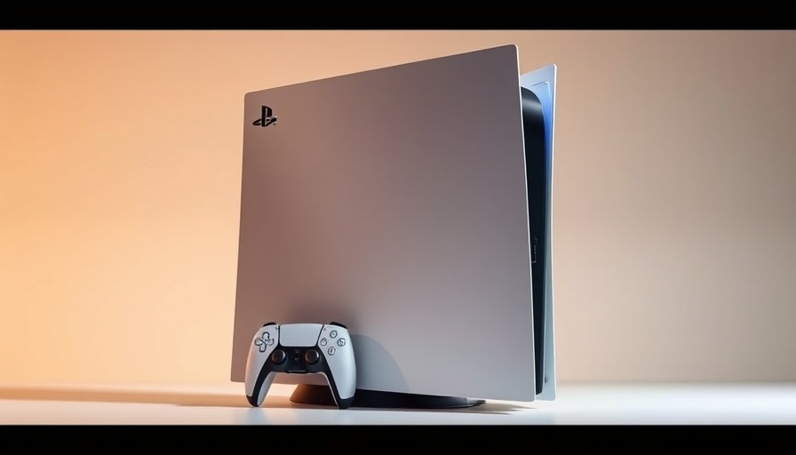 Minimalistic display of Sony PlayStation 5, highlighting design details.