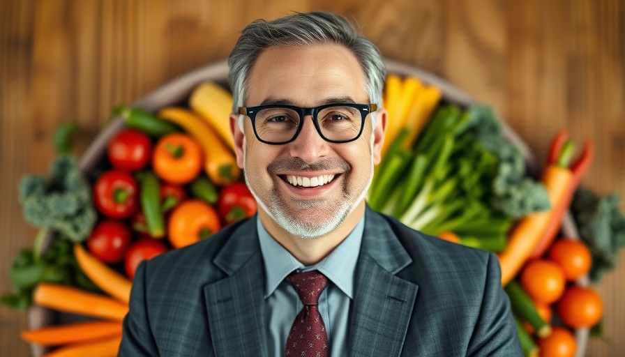 Plant-based diet for prostate cancer awareness with smiling man.