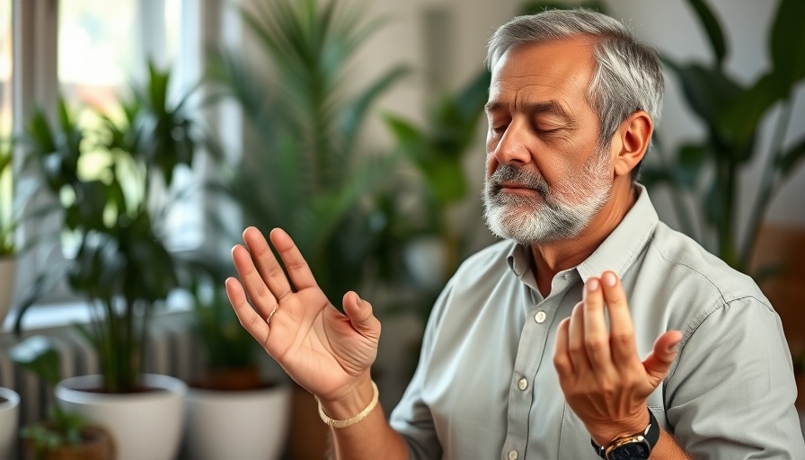 Middle-aged man focused on mental wellness exercises for seniors.