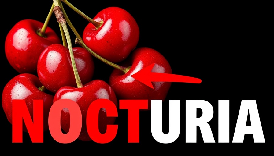 Infographic on natural foods for nocturia featuring cherries.