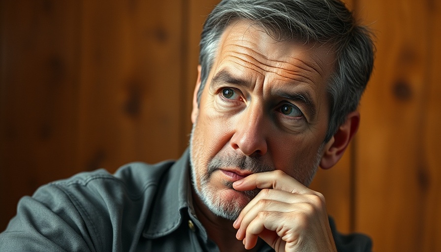 Man with thoughtful expression discussing best drinks to rid belly fat.