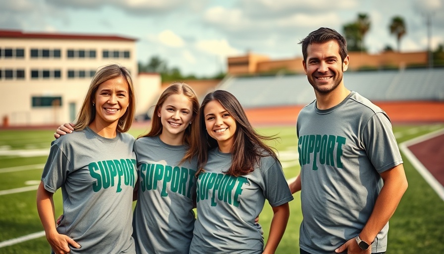 Family supporting Eddie Salas cancer battle with matching shirts on a field.
