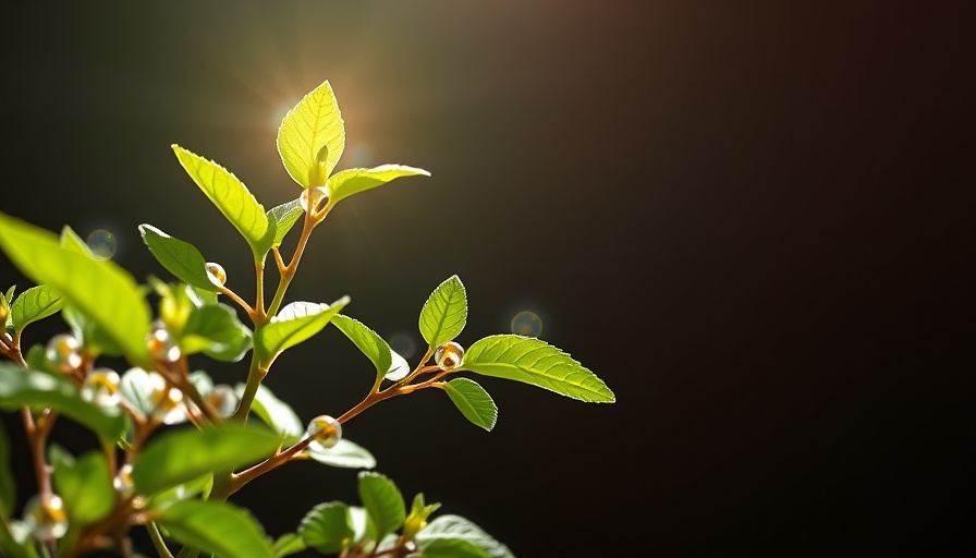 Abstract illustration of turning sunlight into fuel with molecules and plants.