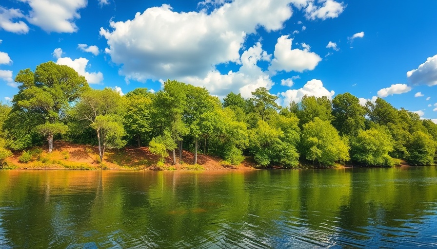 Scenic view of Bear Creek State Park, Texas with riverbank and trees.