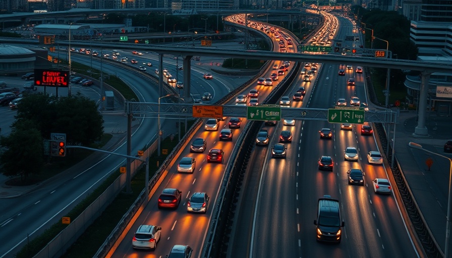 Aerial view of Dallas North Tollway closures at evening