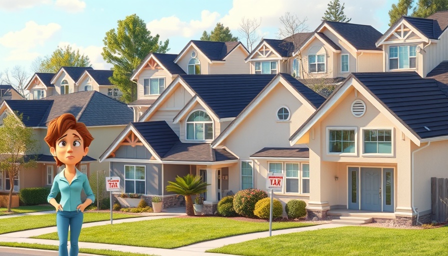 Plano property tax increase illustration with worried homeowners.
