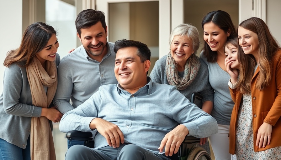 Heartwarming family scene honoring veterans with trackchair program