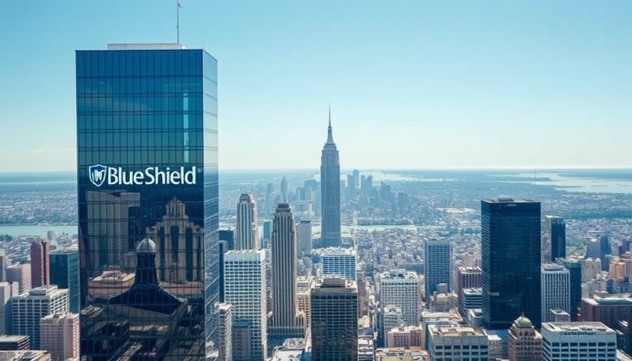 Blue Shield California skyscraper in cityscape, daytime