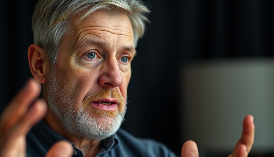 Middle-aged man discussing collagen deficiency.