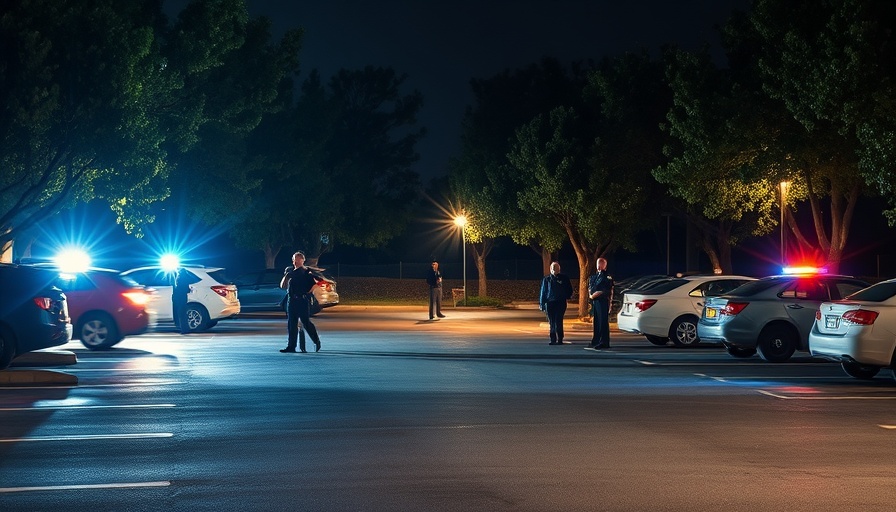 Police presence at night near Trotwood apartment complex with lights flashing.