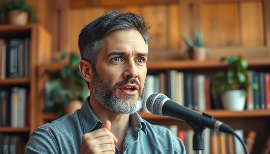 Man discussing healthy aging tips in a library setting.
