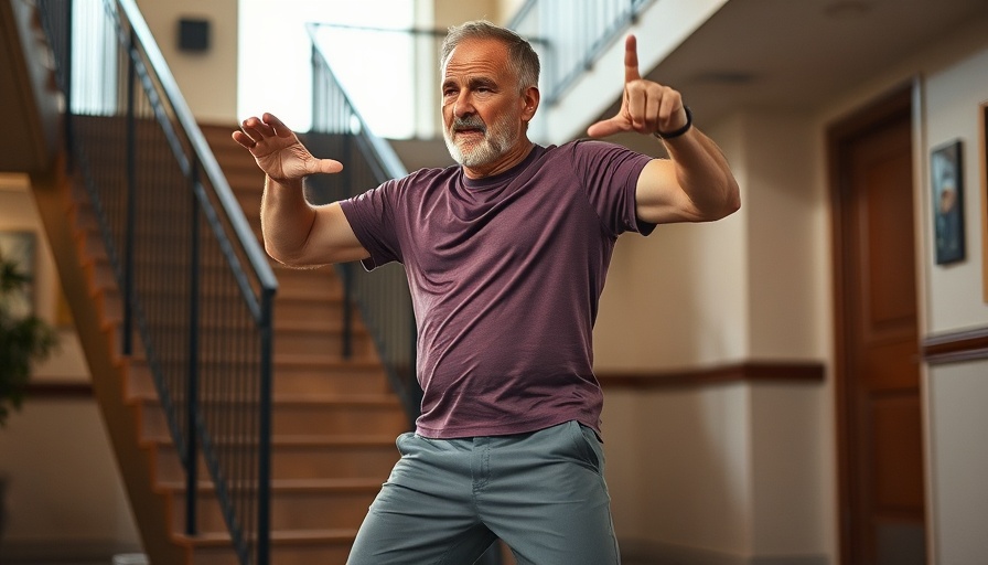 Man demonstrating fitness to lower blood sugar and improve circulation indoors.