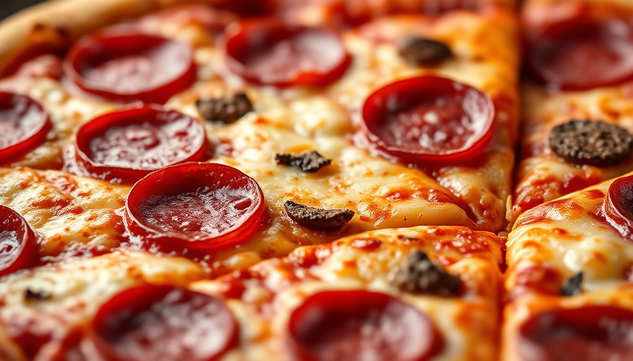 Franki’s Pizza & Pasta Dallas delicious pepperoni and sausage pizza.
