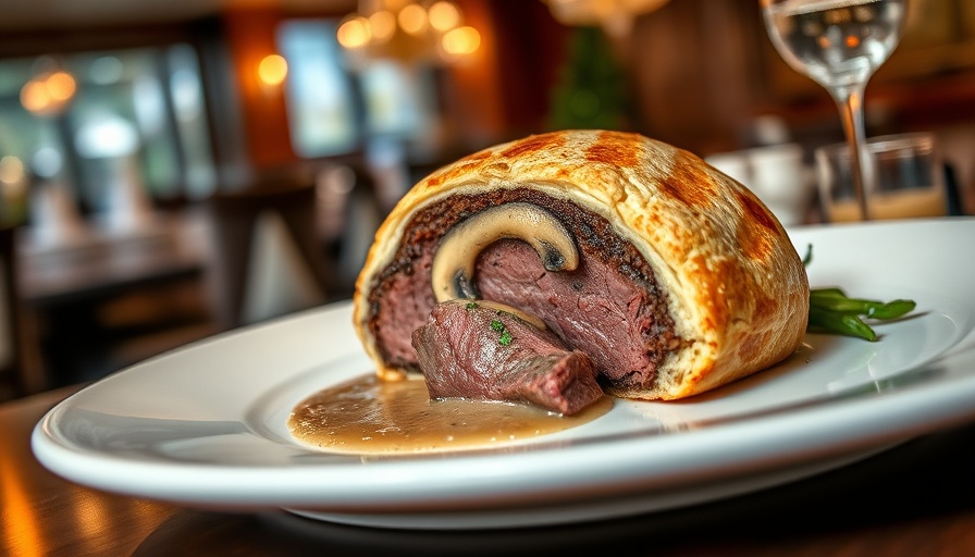 Fine dining in Austin featuring an exquisite beef Wellington dish.
