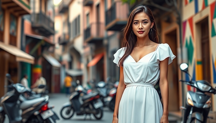 Confident woman in a city setting with colorful background, chronic condition vulvodynia.