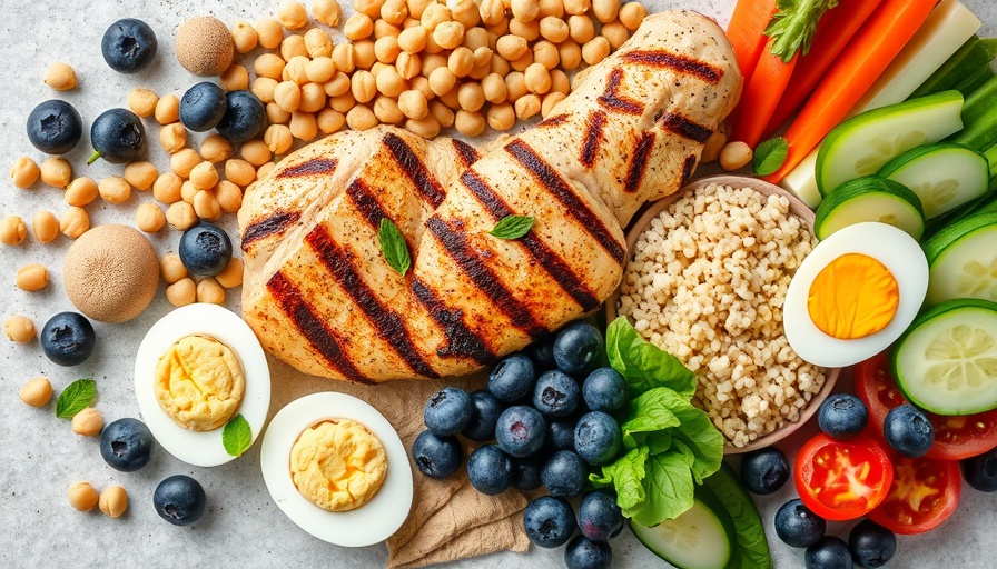 Assortment of protein-rich foods for Protein Daily Intake Needs.