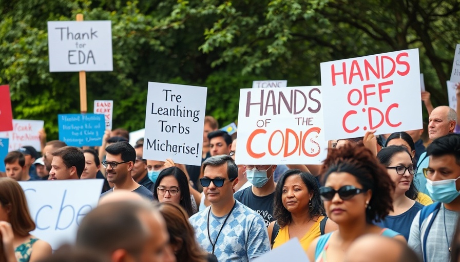 Protesters hold supportive CDC signs amid political interference.