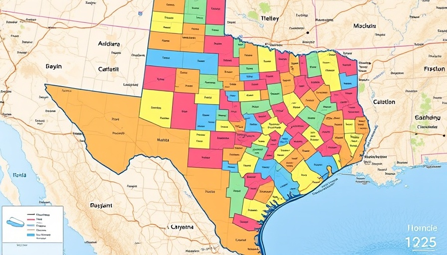 Map of Texas illustrating 2025 congressional redistricting.