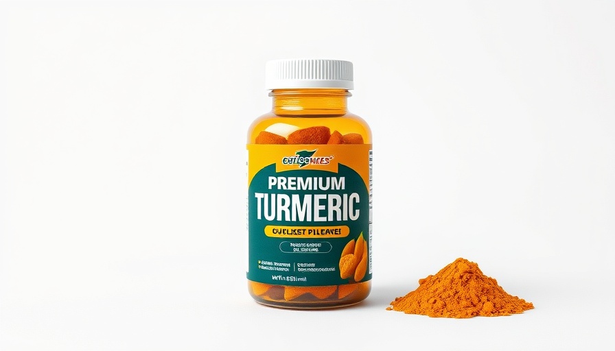 Turmeric supplement bottle showcasing premium branding.