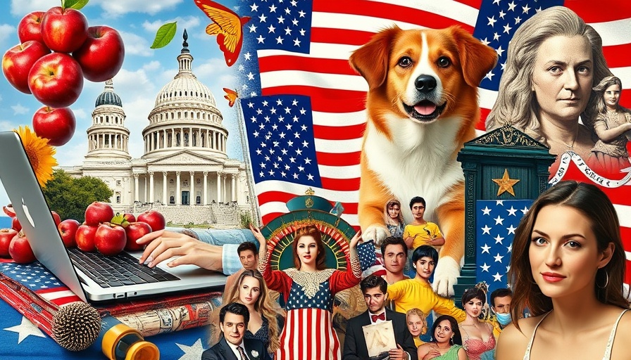 Colorful American Culture Quiz collage with diverse cultural elements.