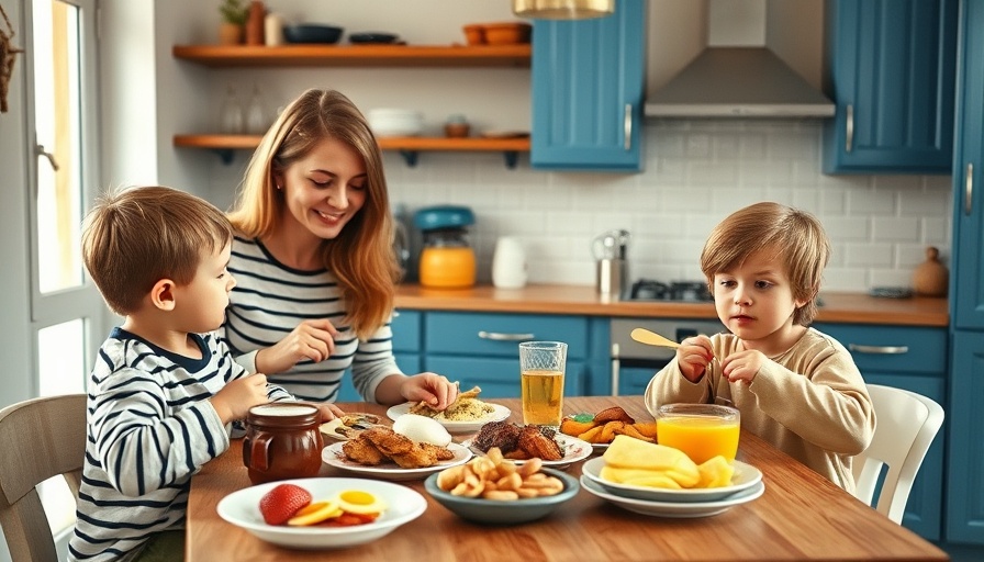 Family enjoying breakfast in a cozy kitchen, perfect back to school breakfast ideas.