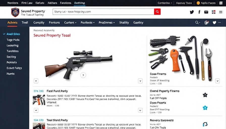Interface displaying Texas law seized property recovery items list.