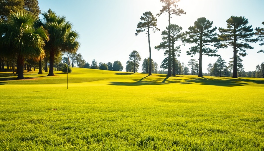 Country club golf course with green grass under sunlight.