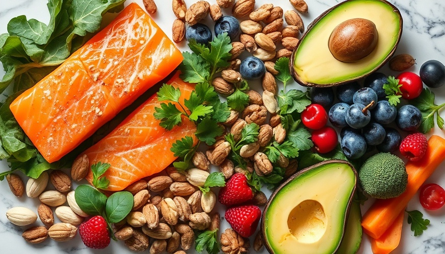 Assortment of brain-boosting foods, vibrant and healthy.