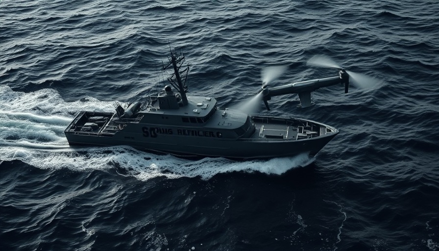 Aerial surveillance of US military strike against drug trafficking at sea.