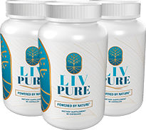 LivPure, a healthy liver supplement with medical grade certification and GMP quality control signage.