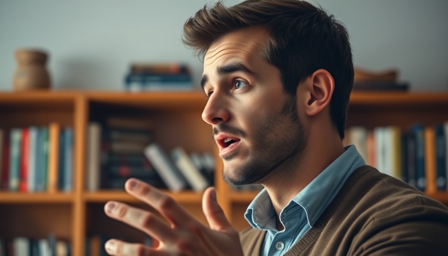 Male speaker discussing healthy aging tips in a cozy setting.