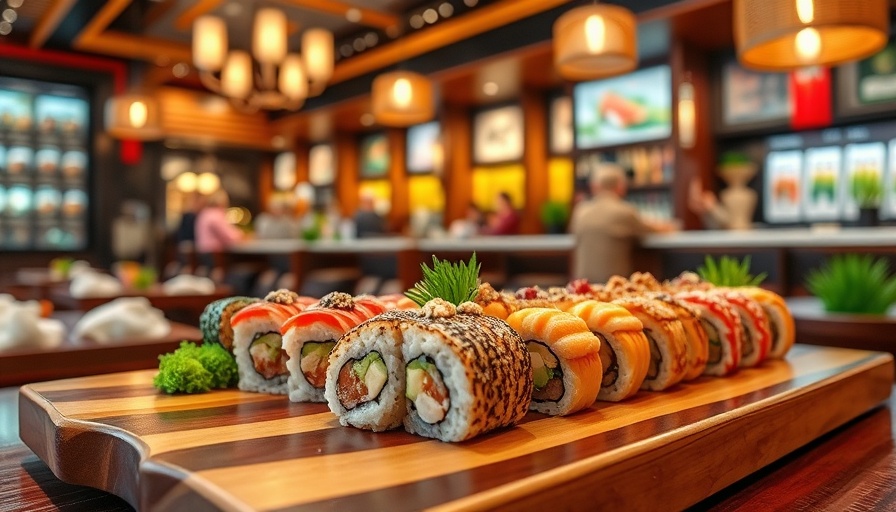 Vibrant Japanese cuisine sushi setting in Frisco restaurant.