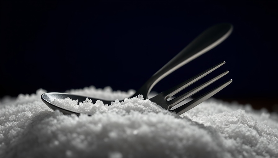 Silhouette of utensils with granules, implying artificial sweeteners and cognitive decline.