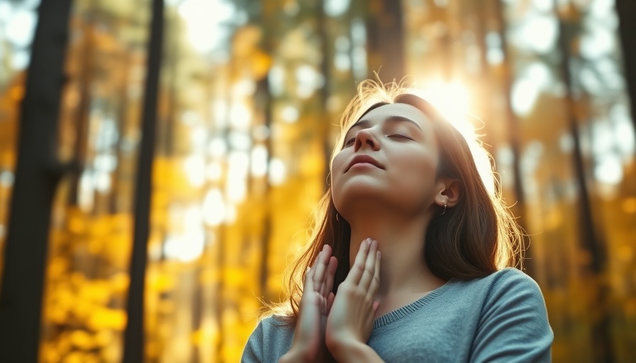 Sunlight's effects on emotional well-being in nature, young woman.