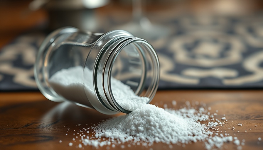 Glass salt shaker tipped over on wooden table, salt substitutes for high blood pressure.