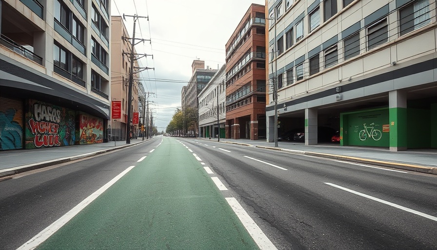 Urban street with bike lane in San Antonio, part of design guide.