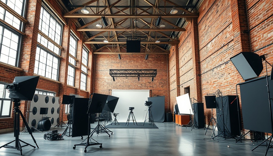Interior of ACTION! Studios in Frisco featuring filming equipment.