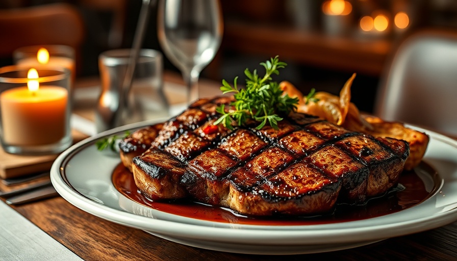Fine dining steak dish in Texas desert setting