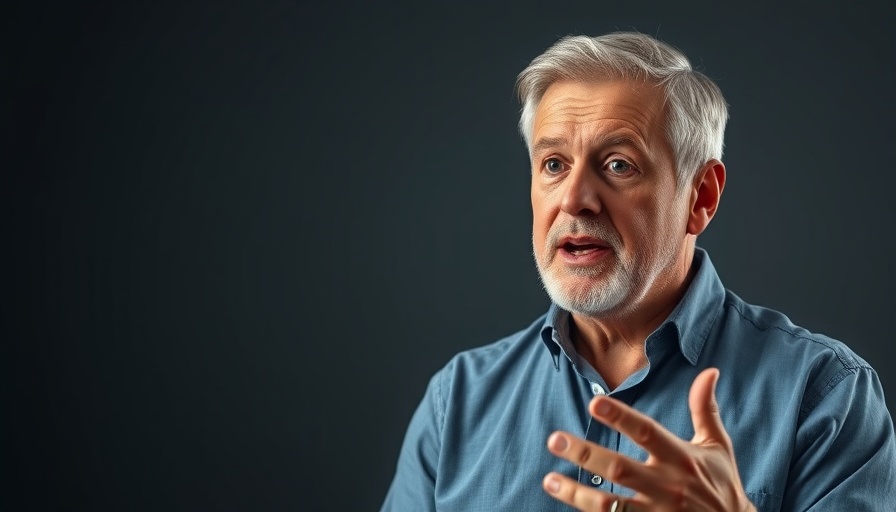 Middle-aged man sharing health advice on lowering blood pressure.
