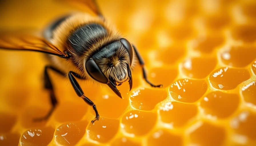 Close-up of a bee feeding on honey highlighting the health benefits of honey.