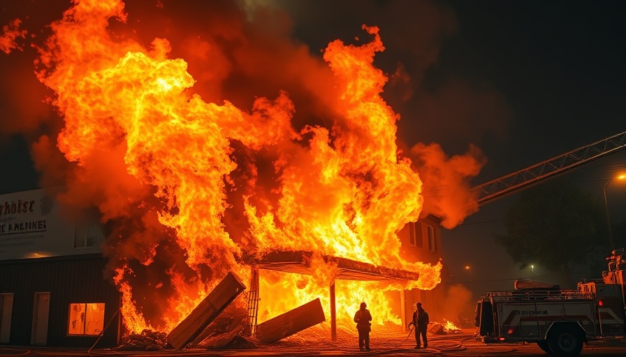 Intense arson incident fire in Washington state at night.