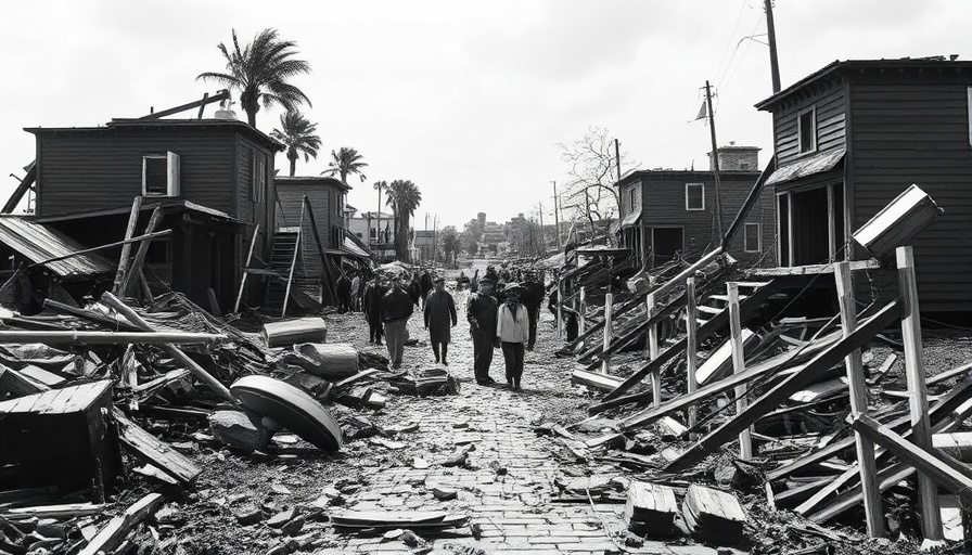 Great Galveston Hurricane anniversary depiction of devastation.