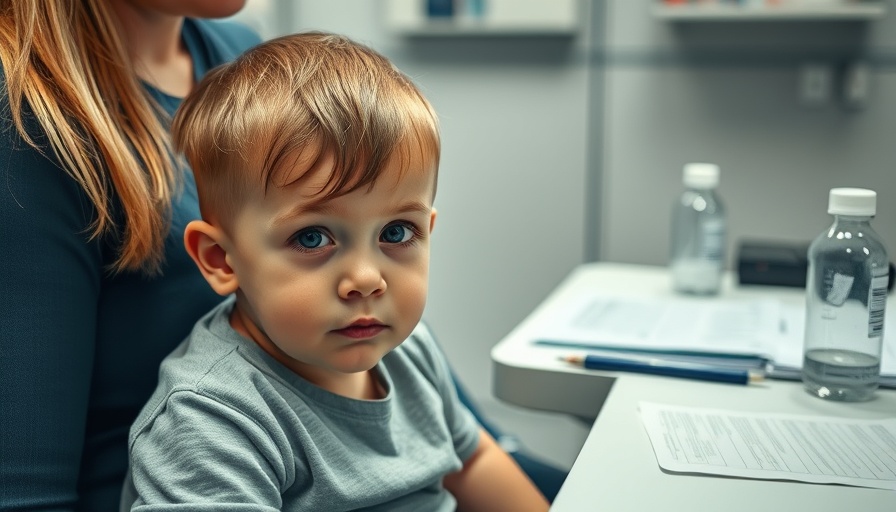 Child unwell in doctor's office, back-to-school illnesses.