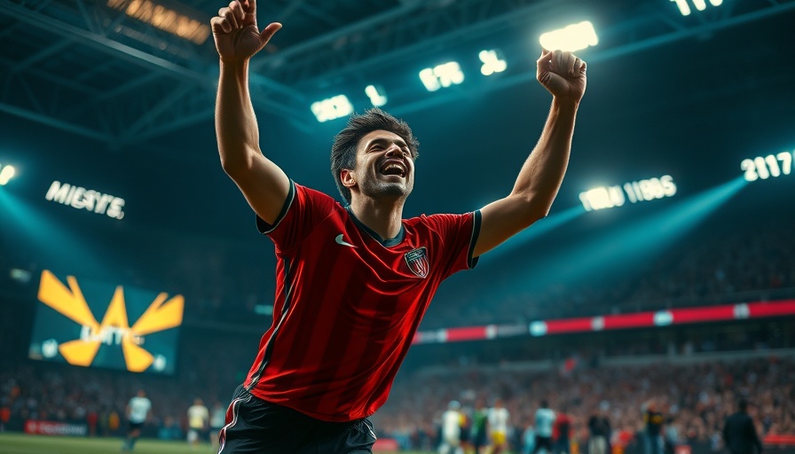 NFL news graphic featuring a football player celebrating victory.